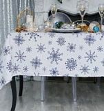Скатерть новогодняя Доляна Синие снежинки Цвет: Белый, Размер: 250х149