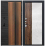 Дверь входная L-48 Кварц черный+панель/ФЛ-560 белый+орех 960х2050 Правая (10см)