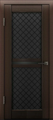 Полотно дверное ДО600 "Лайн" экошпон венге стекло черное триплекс ромб Л12ПО4 (ВФД)