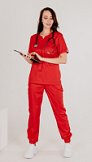 Блуза медицинская ПРОФОРМА 3-60-14-1 ткань Ширли красный 24/24 размер 46/170-176