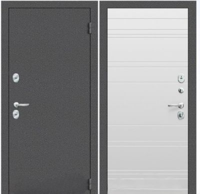 Дверь входная Acoustic OikoT Антик серебро/софт белый 880х2050 Правая (8,7см)