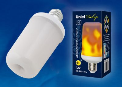 Лампа светодиодная 6W Е27 L60 "эффект пламени" Uniel