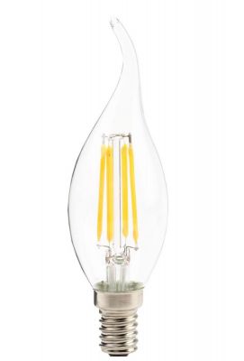 Лампа светодиодная Е14 5W/827 свеча на ветру прозрачная ВXS F-LED Эра