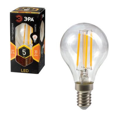 Лампа светодиодная Е14 5W/827 шар прозрачный P45 F-LED ЭРА