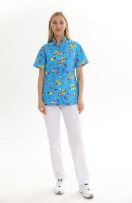 Блуза медицинская DS Педиатр синяя размер 50/158-164