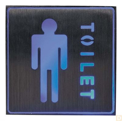 Светильник аккумуляторный 1W 1LED 230V AC "Туалет мужской" синий,серебрянный кор 110х110х20мм EL53