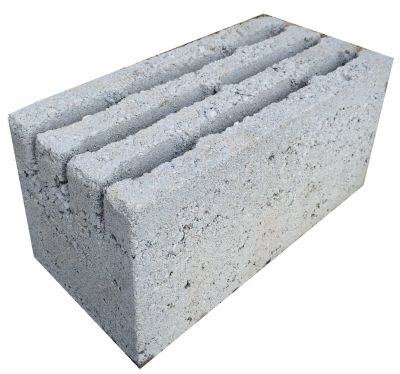 Камень бетонный пустотелый 390х190х188 серый