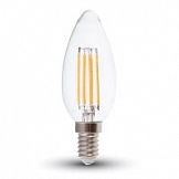 Лампа светодиодная Е14 7W/840 свеча прозрачная В35 F-LED Эра