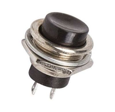 Выключатель-кнопка ON-OFF металл черная 220В 2А(2с) d16.2 36-3350