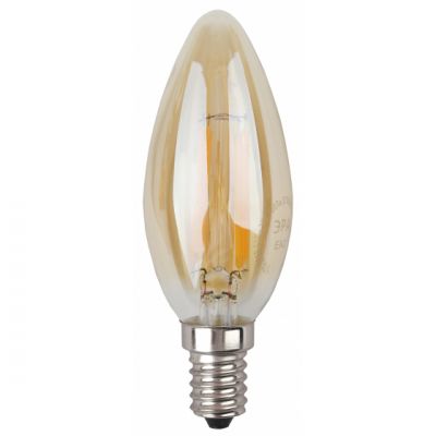 Лампа светодиодная Е14 5W/827 свеча прозрозрачная золото В35 F-LED gold Эра