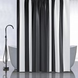 Штора для ванной комнаты 180х180см САНАКС ЧЕРНЫЕ ПОЛОСЫ вертикальные, без колец 01-97
