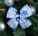 Украшение новогоднее Бант декоративный сине-белый 14х10см 4451517